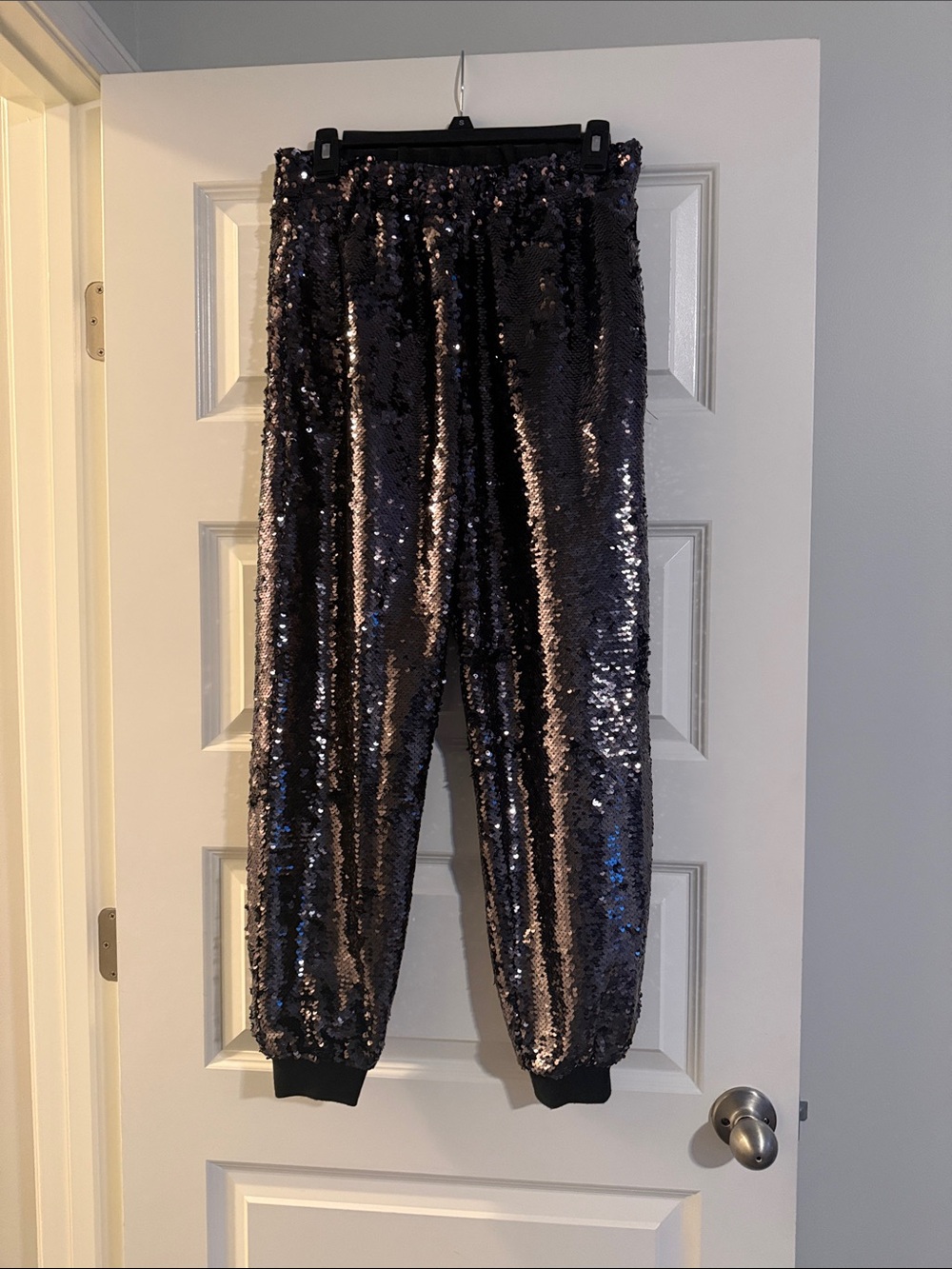 LOFT Black Sequin Jogger Pants